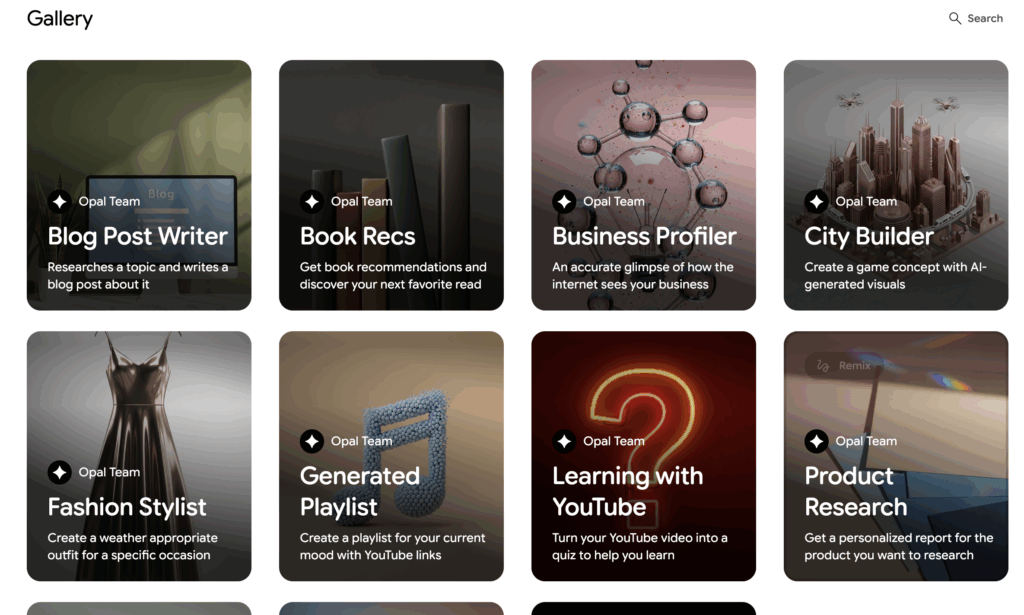 Google Opal ギャラリー