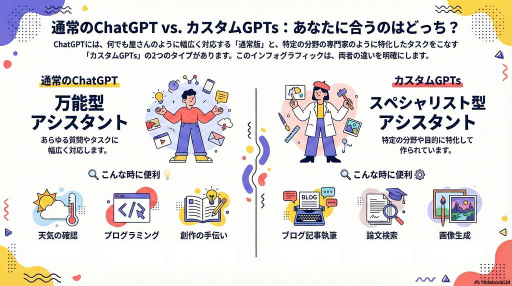図解解説_ChatGPTとカスタムGPT比較