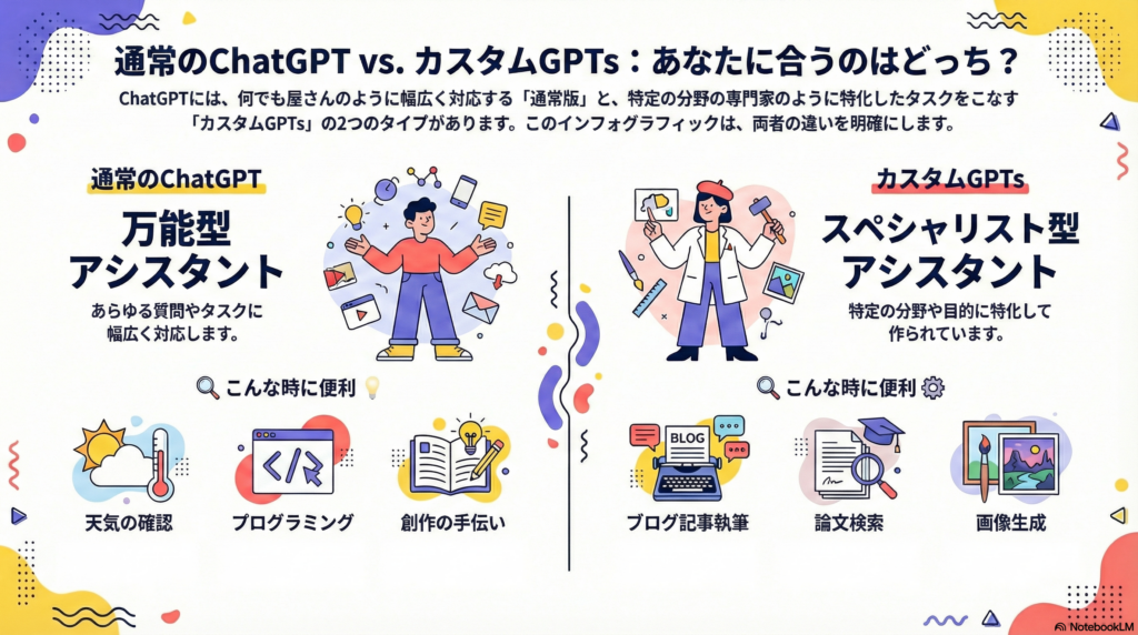 図解解説_ChatGPTとカスタムGPT比較