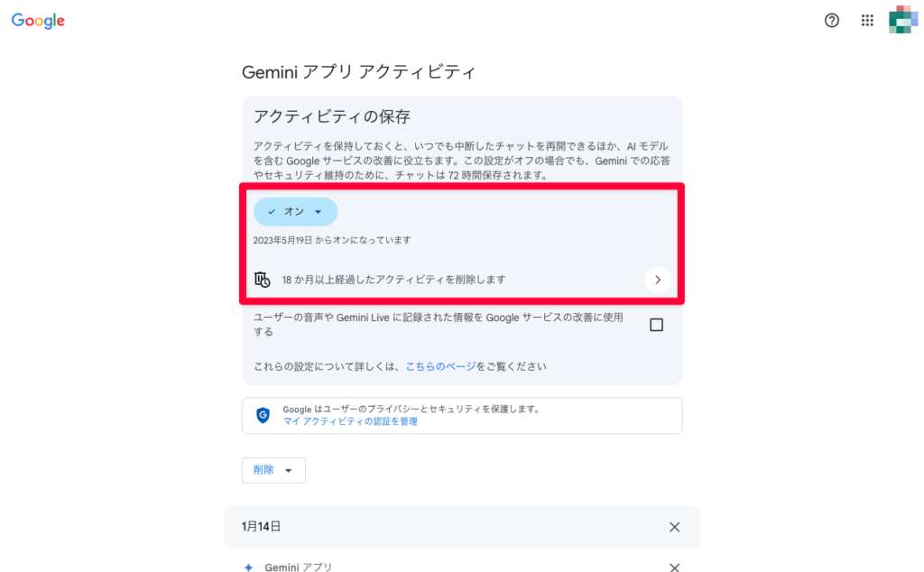 Gemini_アクティビティ_設定解説②