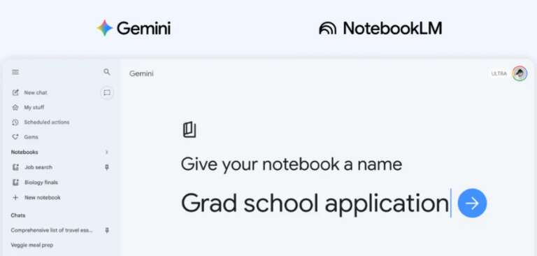 GeminiアプリにNotebookLM - GeminiアプリにNotebookLMが統合——ノートブック機能でチャットと知識ベースが自動同期