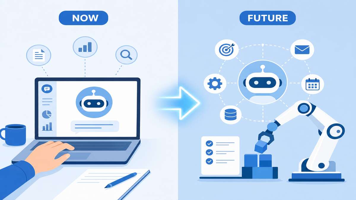 AIアシスタントと自律AIエージェントの比較インフォグラフィック