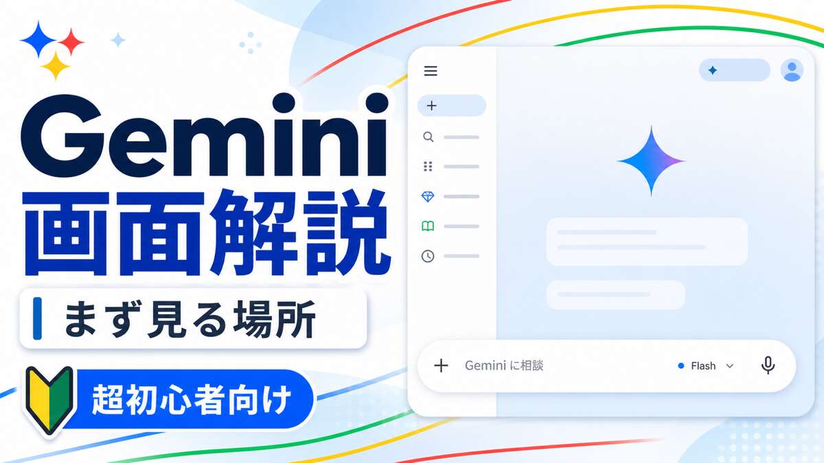 Geminiの画面を初心者向けに解説するTECH-NOISY記事サムネイル