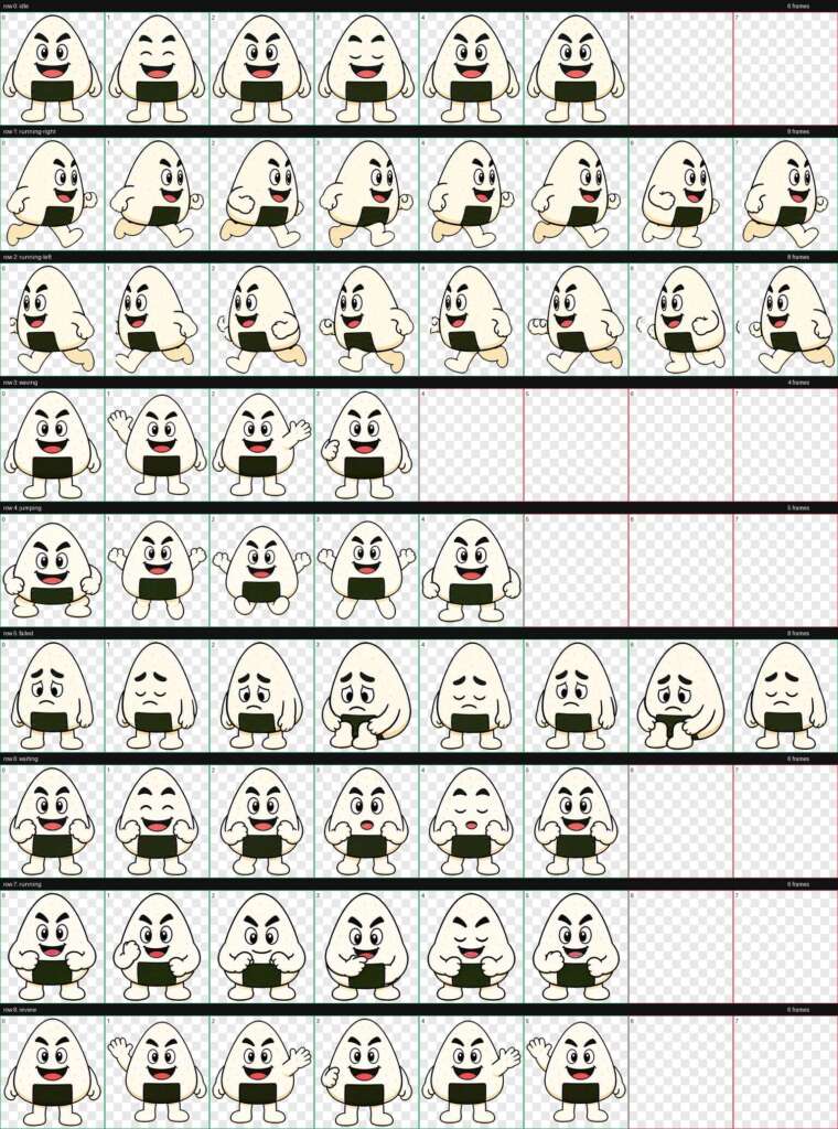 Codexが作成したおにぎりマンの「spritesheet.webp」