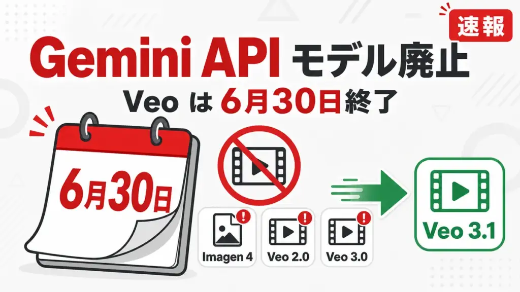 Imagen 4 Veo 廃止 - Gemini APIがImagen 4とVeo旧モデルを廃止。Veoは6月30日終了