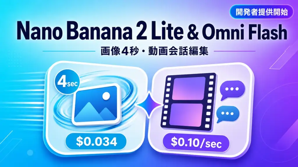 Nano Banana 2 Lite - Google、Nano Banana 2 Lite と Gemini Omni Flash を開発者向け提供