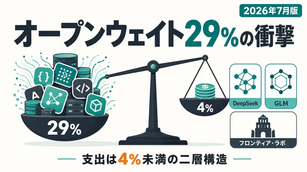 オープンウェイト - オープンウェイトが本番トークンの29%に。でも支出は4%未満の二層構造