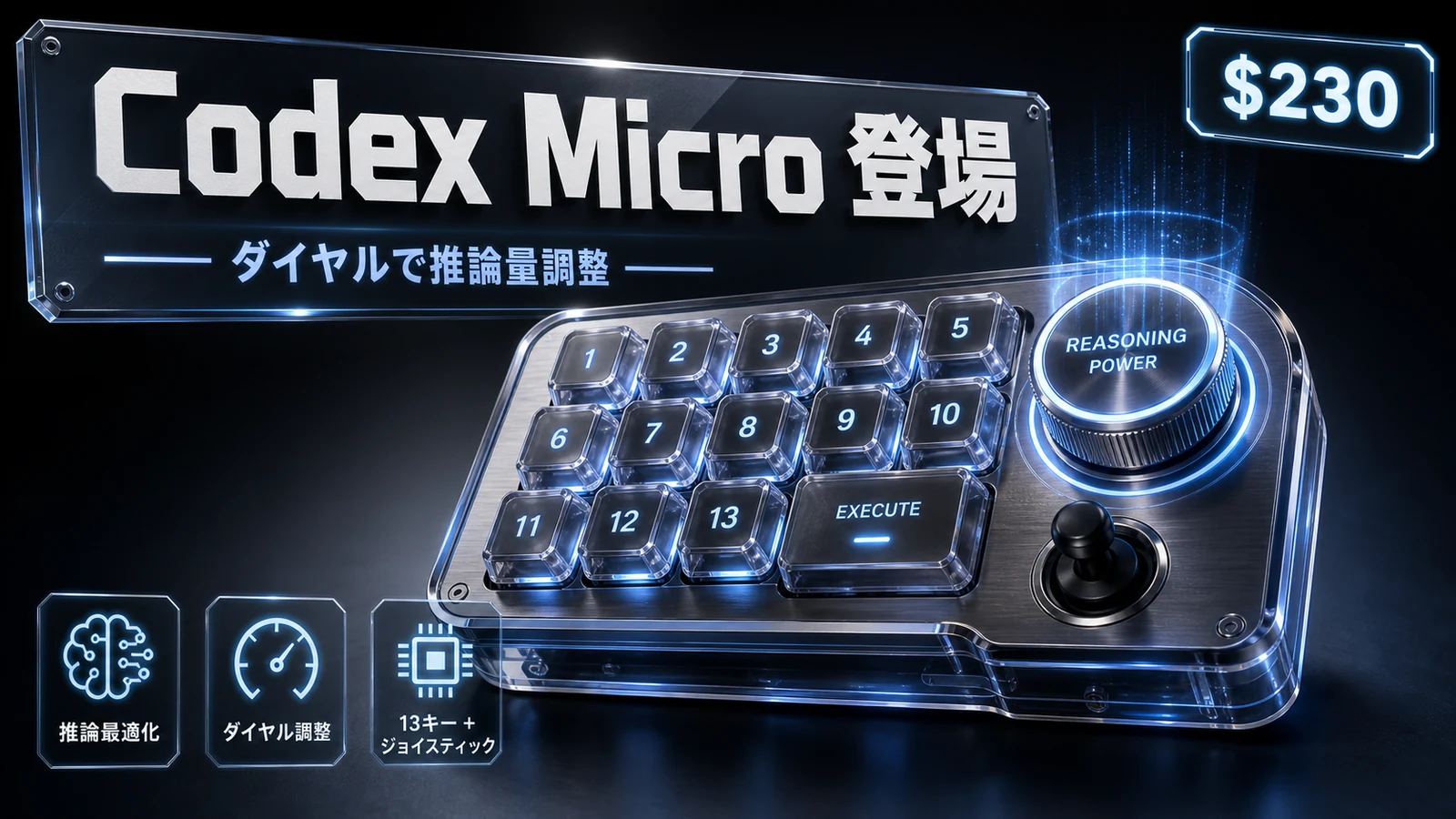 Codex Micro - OpenAI初の自社ハード「Codex Micro」は230ドル。ダイヤルで推論量を回す