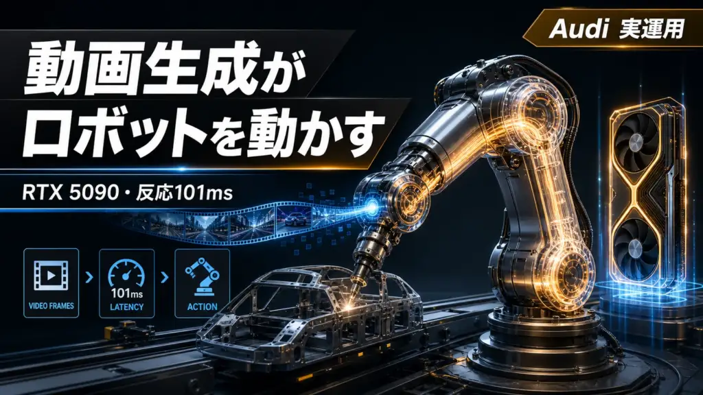 FLUX 3 - 動画生成モデルがロボットを動かす。RTX 5090一枚・反応101msでAudiが実運用