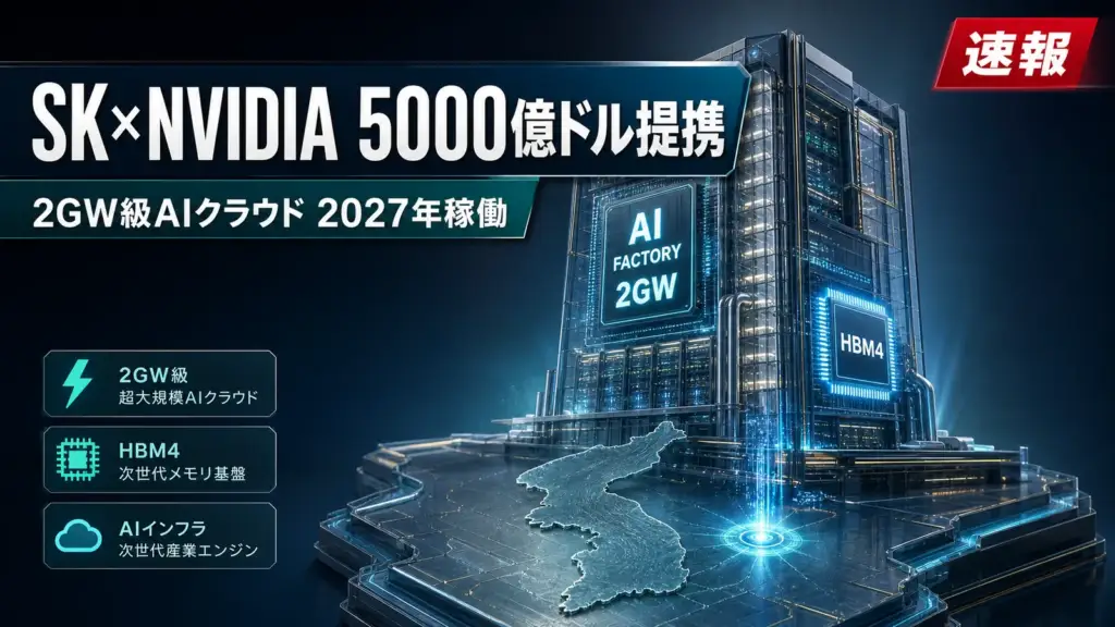 NVIDIA SKグループ 提携 - SKとNVIDIAが5,000億ドル超のAI提携へ。2ギガワット級クラウドを2027年稼働予定