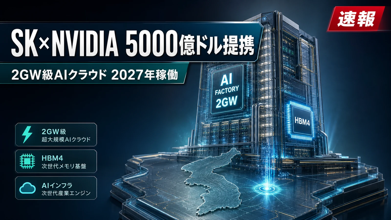 NVIDIA SKグループ 提携 - SKとNVIDIAが5,000億ドル超のAI提携へ。2ギガワット級クラウドを2027年稼働予定