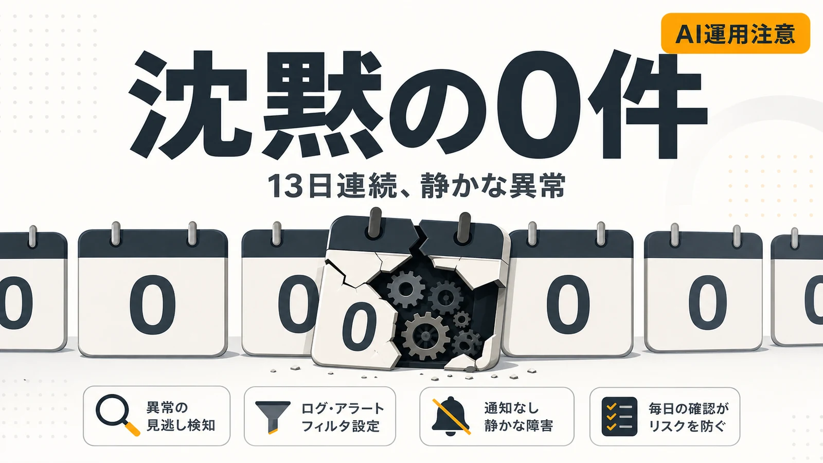AI運用の静かな失敗 - 自動レポートの「0件」が13日続いた。AI運用で怖いのは静かな正常終了