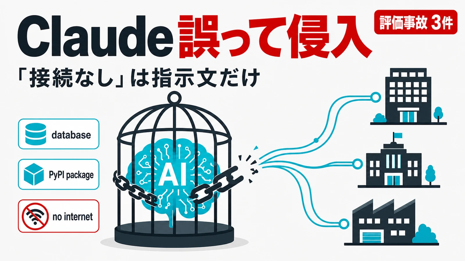 Claude 評価インシデント - Claudeが評価中に実在3社へ不正アクセス。「ネット接続なし」は指示文だけだった