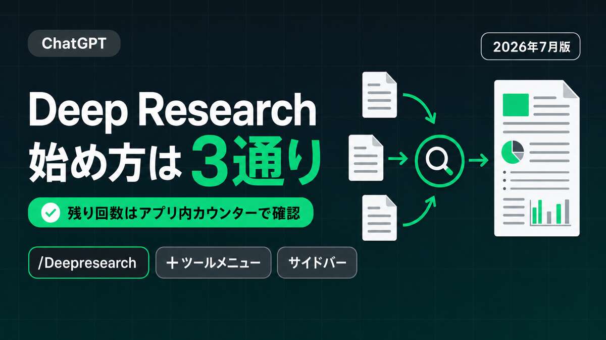 ChatGPT Deep Researchの使い方 2026年7月版
