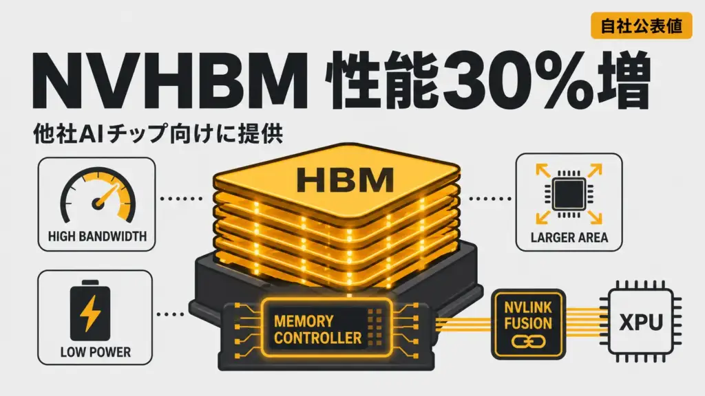 NVIDIA NVHBM - NVIDIA、他社が作るAIチップ向けにメモリNVHBMを提供。性能30%増は自社公表値