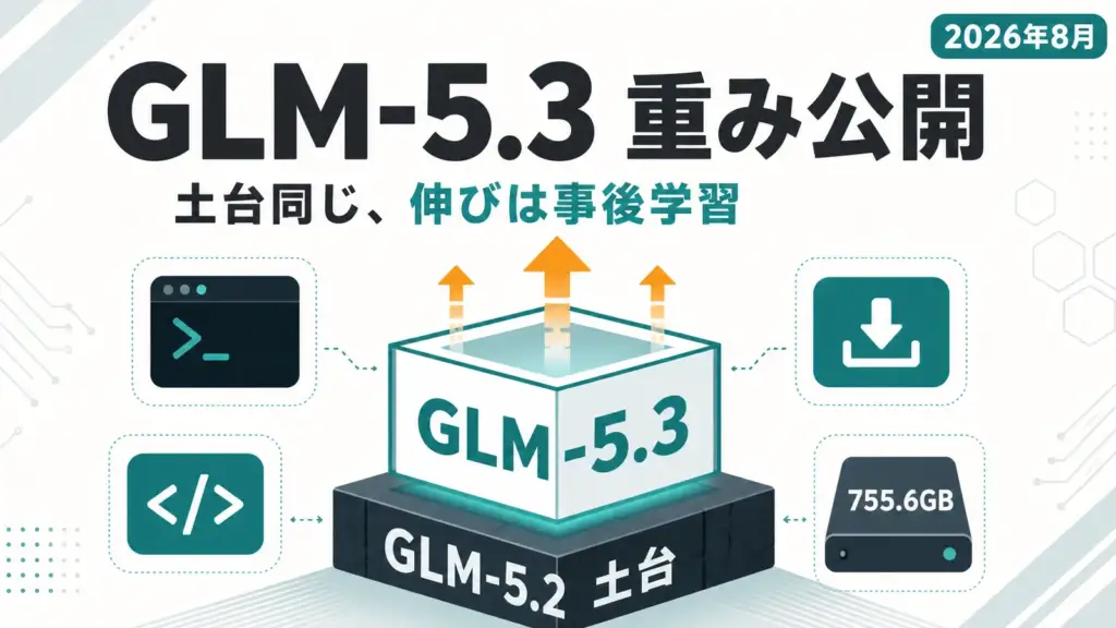 GLM-5.3 - Z.aiがGLM-5.3の重みを公開。土台は前世代のまま、伸びは追加学習だけ