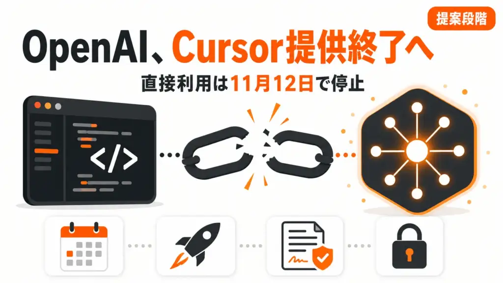 OpenAI Cursor 提供終了 - OpenAIがCursorへのモデル提供を終了へ。直接利用は11月12日で止まる提案