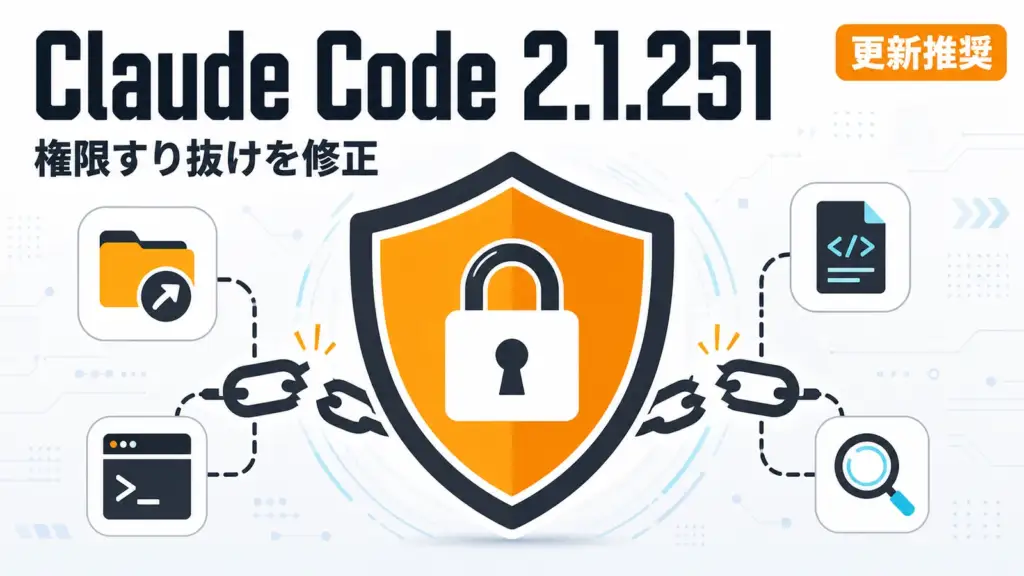 Claude Code 2.1.251 - Claude Code、承認した場所の外を読み書きしうる不具合を修正。2.1.251へ更新を