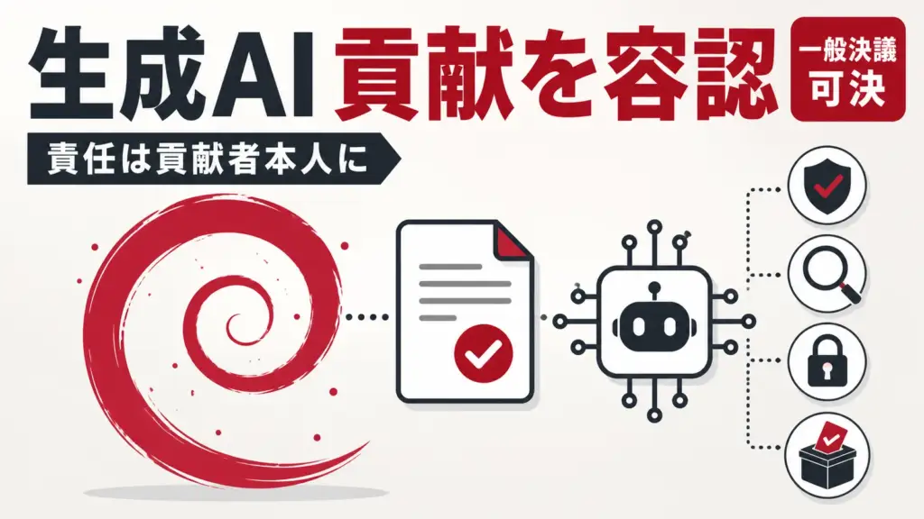 Debianの生成AI - Debianが生成AIでの貢献を禁止せず容認。責任は貢献した本人が負う
