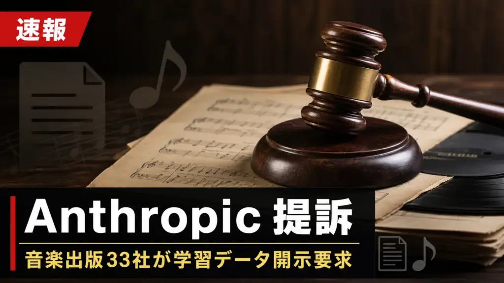 Anthropicの著作権訴訟 - ソニーとワーナーの音楽出版社がAnthropicを提訴。学習データの開示を要求
