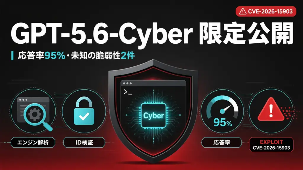 GPT-5.6-Cyber - OpenAIが応答率95%のサイバー専用モデルを限定公開。Chrome V8で未知の脆弱性2件