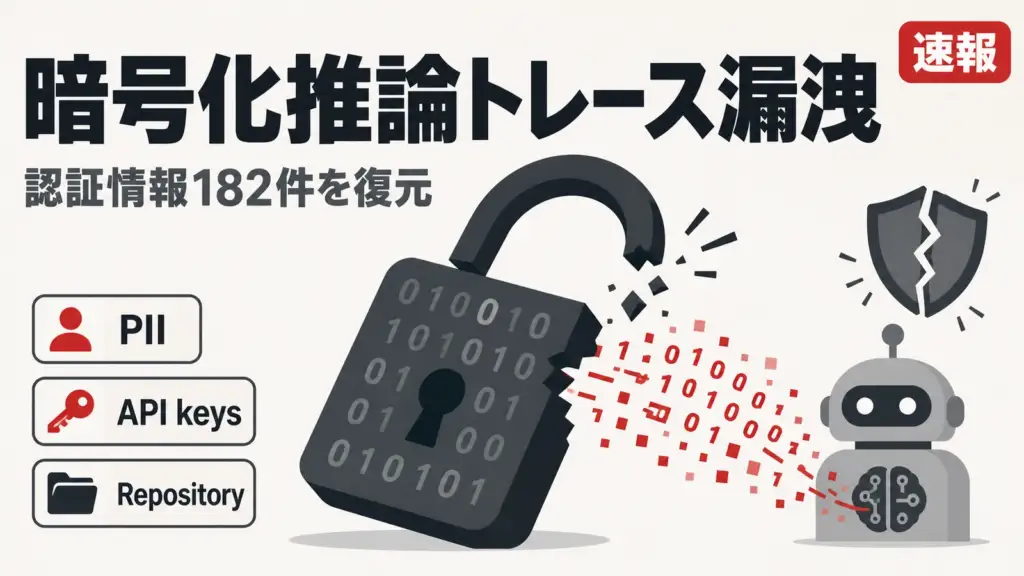 推論トレース - 暗号化された推論を弱いモデルに読ませる。公開リポジトリから認証情報182件