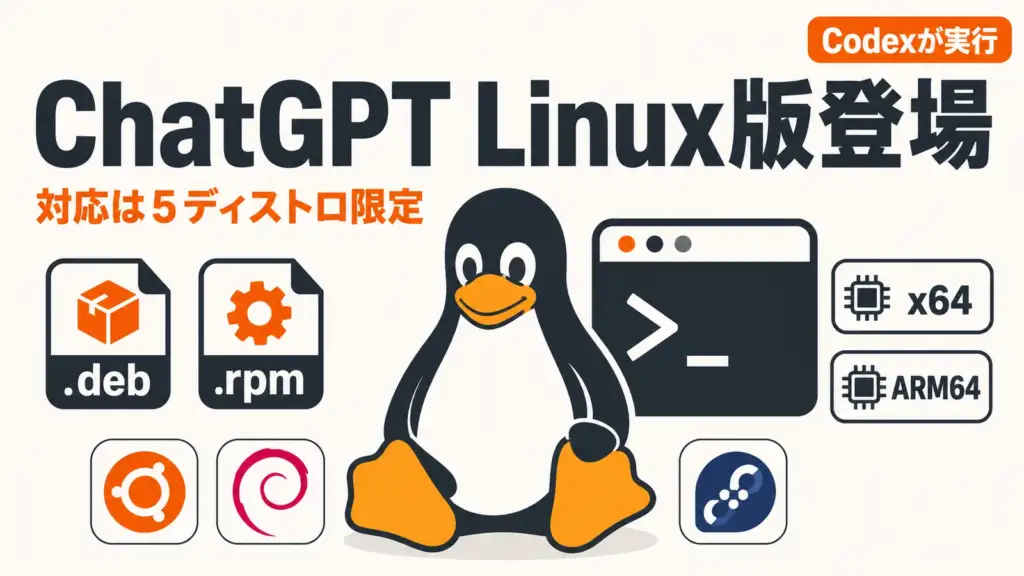 ChatGPT Linux版 - ChatGPTのLinux版は公式対応5ディストロ限定。Codexがユーザー権限でコマンド実行