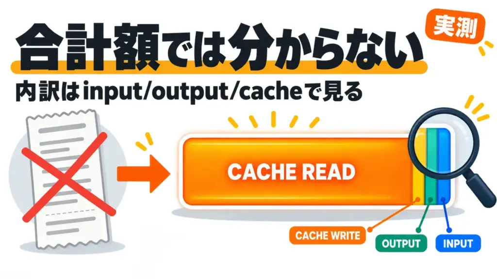 月末の合計額では分からない。AIコストはinput/output/cacheで見る