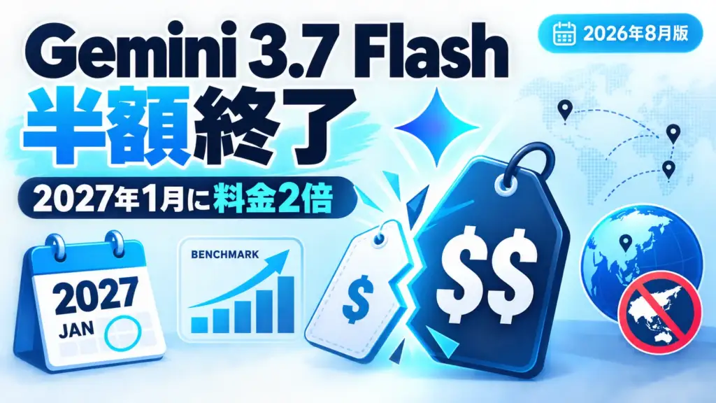 Gemini 3.7 Flash - Gemini 3.7 Flashの半額は今年まで。2027年1月から料金がちょうど2倍に