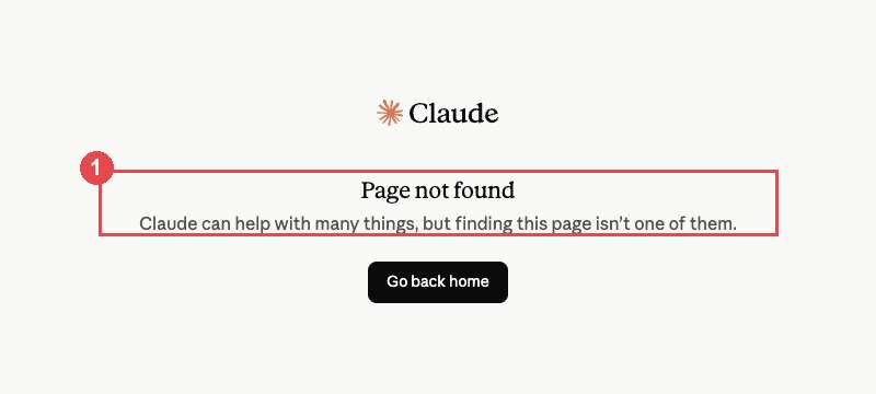 共有していないClaudeのアーティファクトをログアウト状態で開いた画面。「Page not found」と表示され、中身は一切表示されない