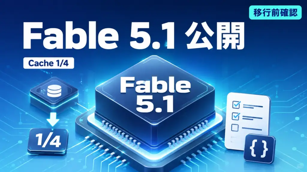 Claude Fable 5.1公開。キャッシュ読み出しが4分の1、既存コードは移行前の確認が必要