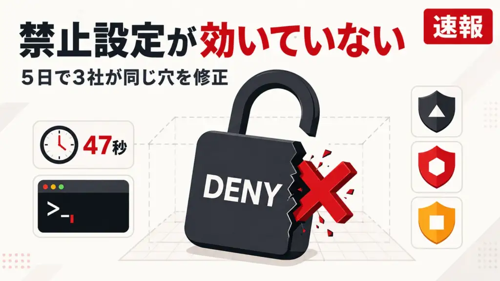 エージェントの権限設定 - AIエージェントの禁止設定が効いていなかった。5日で3社が同じ穴を修正