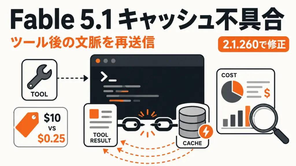 Claude Code 2.1.260 - Claude CodeのFable 5.1、ツール実行後の文脈を毎回送り直し。2.1.260で修正