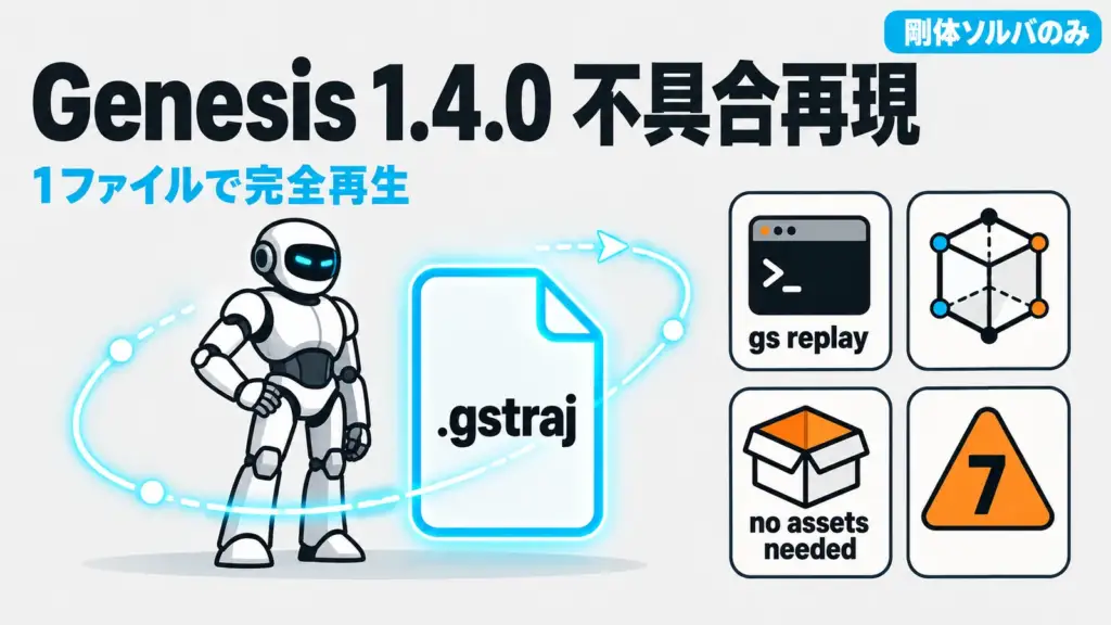 Genesis 1.4.0 - ロボット物理シミュのGenesis 1.4.0、不具合を1ファイルで再現。剛体ソルバのみ対応