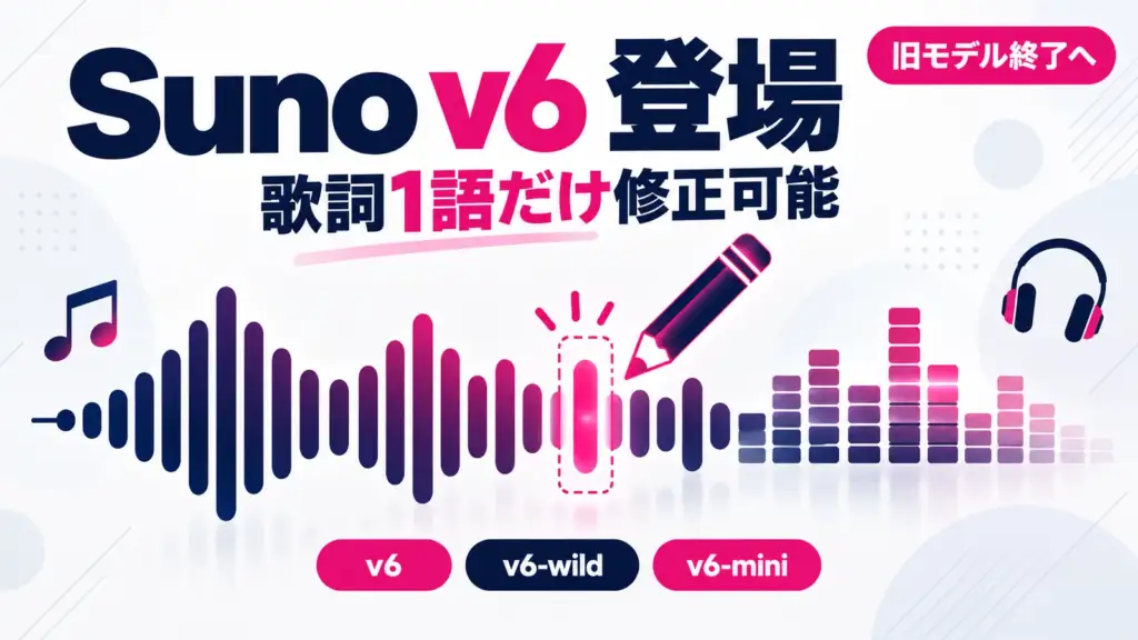 音楽生成AI - Sunoが音楽生成AI「v6」を公開。歌詞1語だけ直せて、旧モデルは順次終了