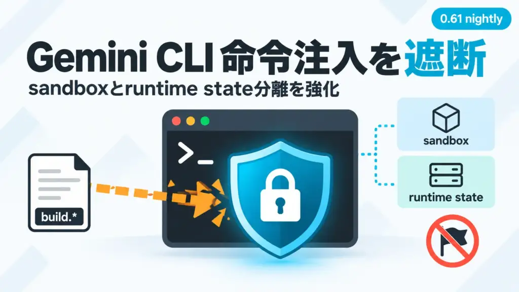 Gemini CLI - Gemini CLI、ビルドファイル経由の命令注入を遮断。sandboxも強化