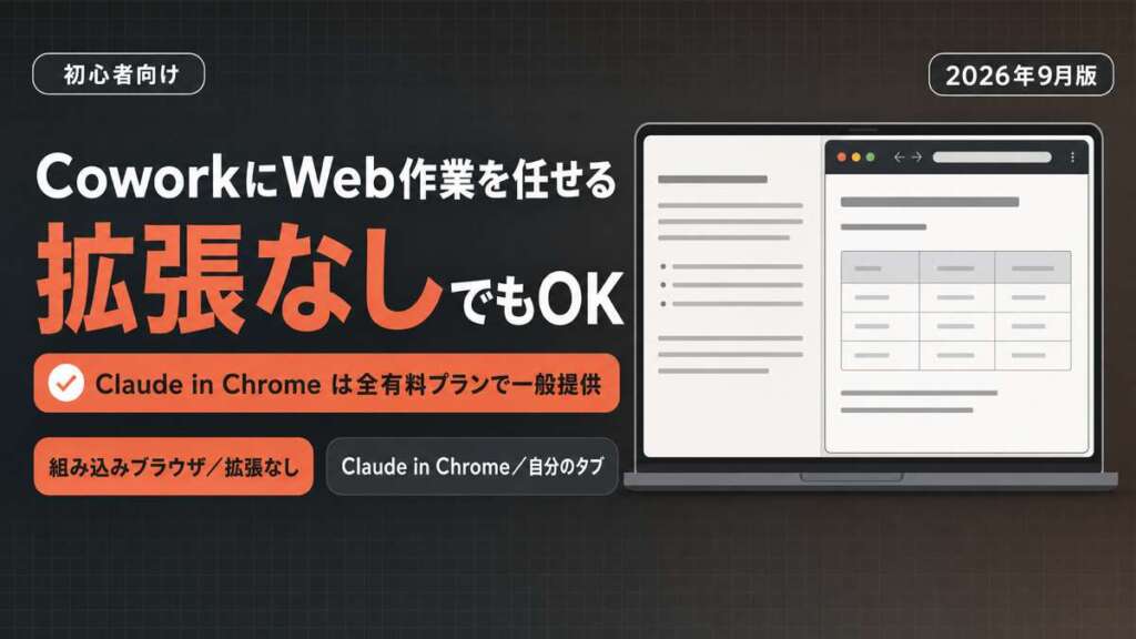 CoworkにWeb作業を任せる 拡張なしでもOK｜Claude in Chromeは全有料プランで一般提供