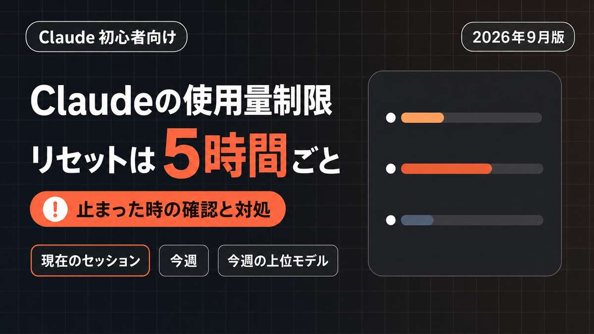 Claudeの使用量制限｜リセットは5時間ごと。現在のセッション・今週・上位モデルの3つの枠