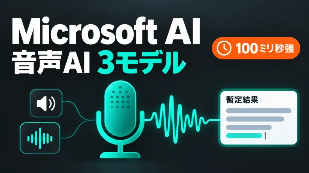 Microsoft AI初のストリーミング音声認識モデル、100ミリ秒強で暫定結果。音声AI 3モデルを発表