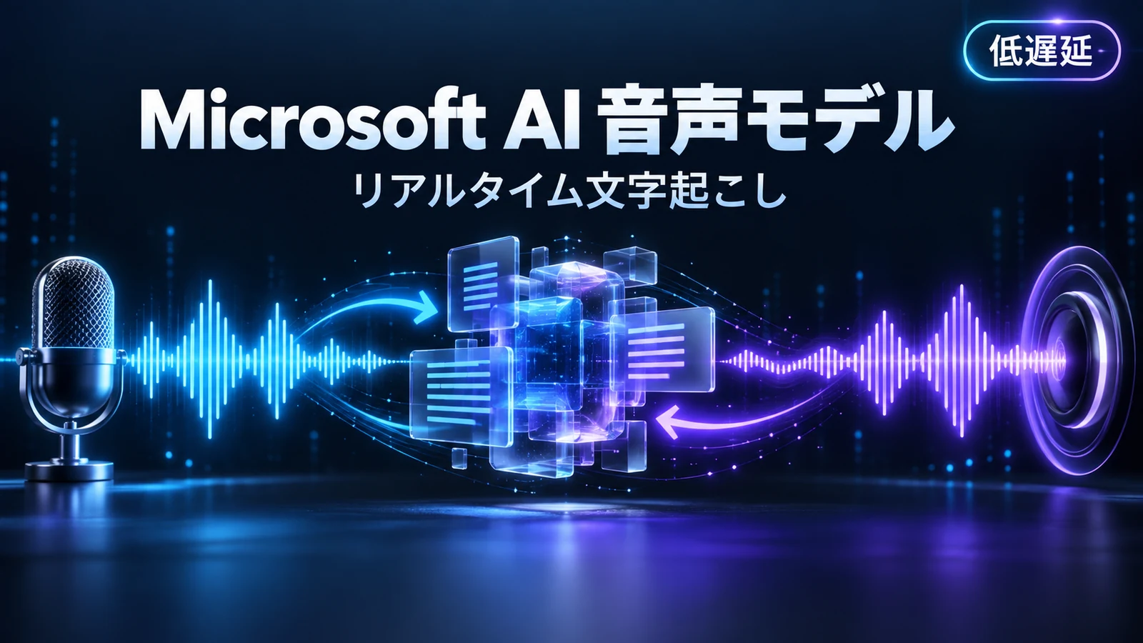 リアルタイム音声を文字起こしし、AI音声応答へつなぐ低遅延処理のイメージ