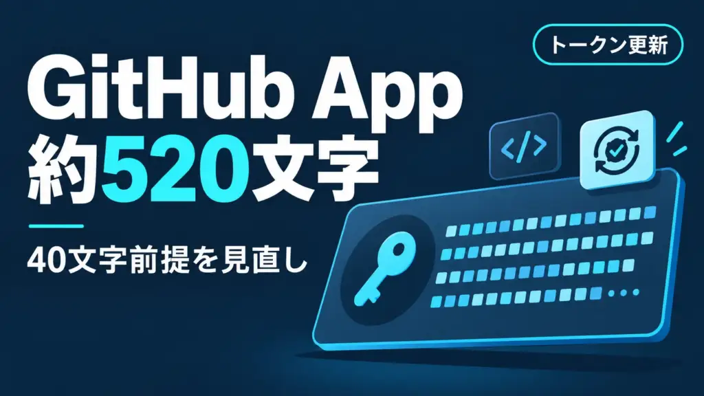 GitHub Appのインストールトークン - GitHub Appのインストールトークンが約520文字に。40文字前提の検証は見直しが必要