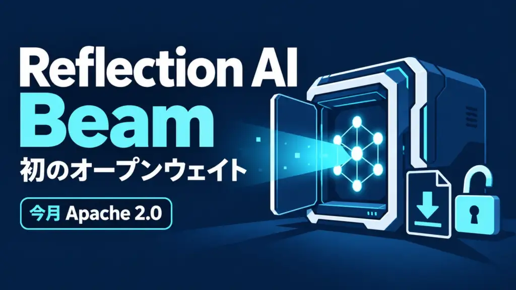 Reflection AI Beam - Reflection AI初のオープンウェイトモデルBeam、重みを今月Apache 2.0で公開