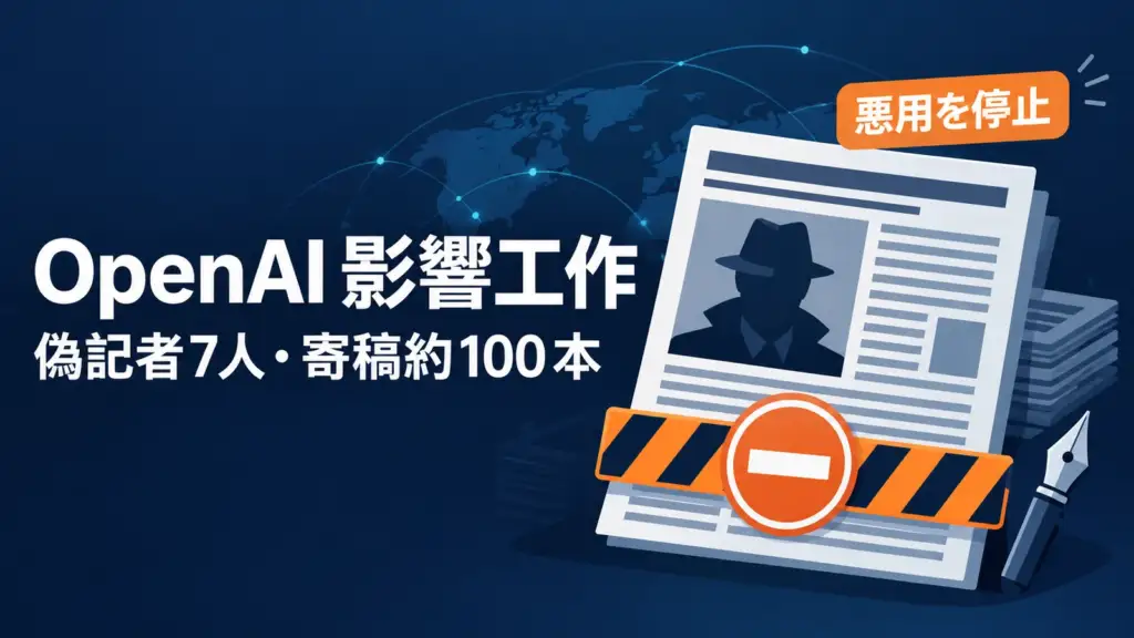 OpenAI 影響工作 - 偽記者7人の寄稿約100本が実在メディアに。OpenAIがAI悪用の影響工作を停止
