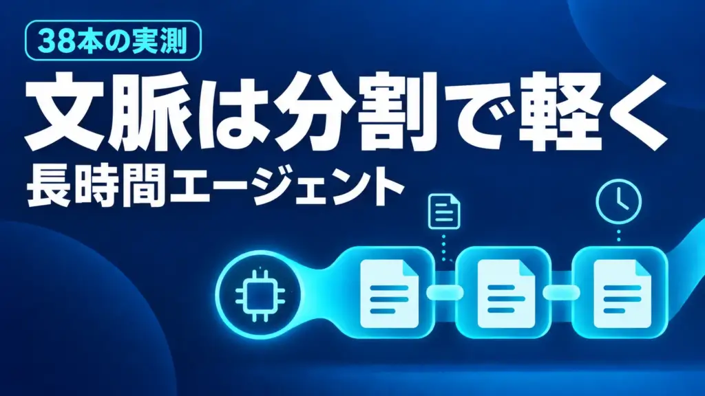 長時間エージェントの文脈 - 長時間エージェントの文脈は要約より分割で軽くする。AI自動執筆38本の実測から