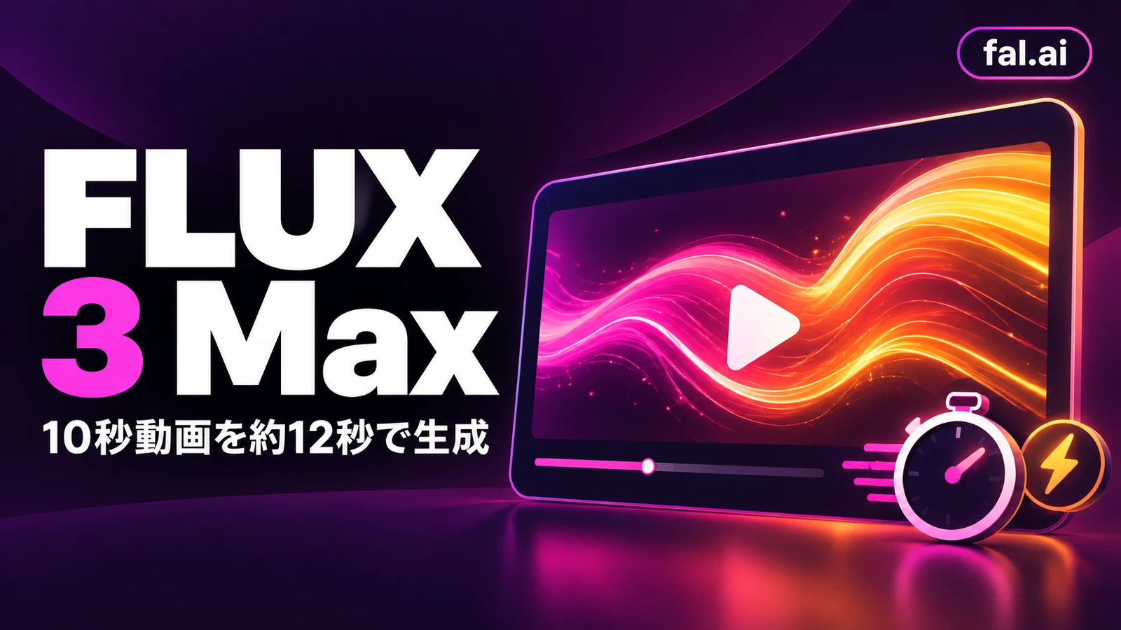 FLUX 3 Max - fal.ai、動画生成AI「FLUX 3 Max」公開。10秒の動画を約12秒で作れる