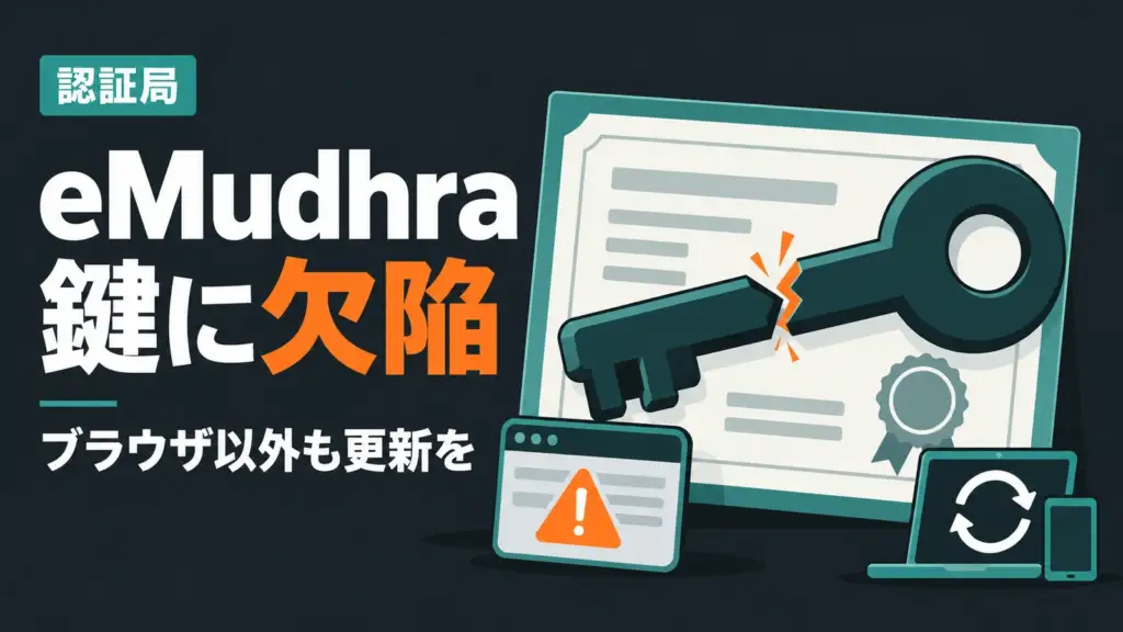 認証局eMudhra - インドの認証局eMudhraの鍵に欠陥、偽サイトを作れる状態だった。ブラウザ以外も更新を