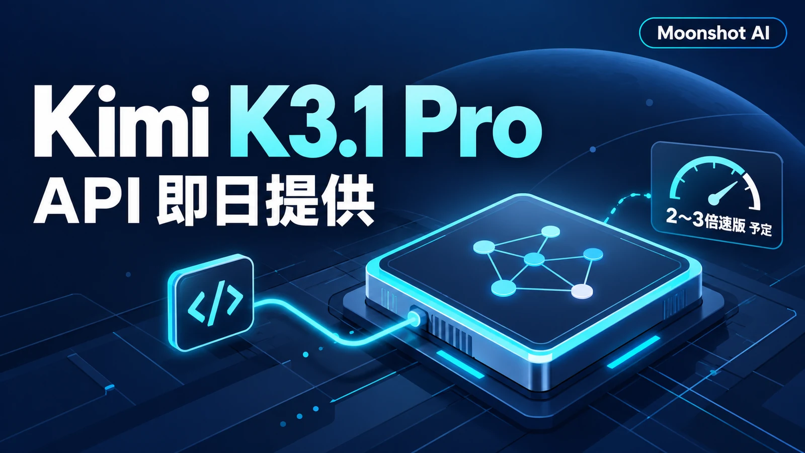 Kimi K3.1 Pro - Moonshot AIのKimi K3.1 Pro、即日API提供。2〜3倍速い版と重み公開予定も
